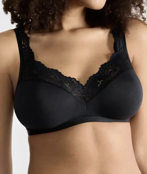 Romance Soft Bra BH zonder beugel - Zonder vulling en niet voorgevormde kanten Bh - Zwart - Wit