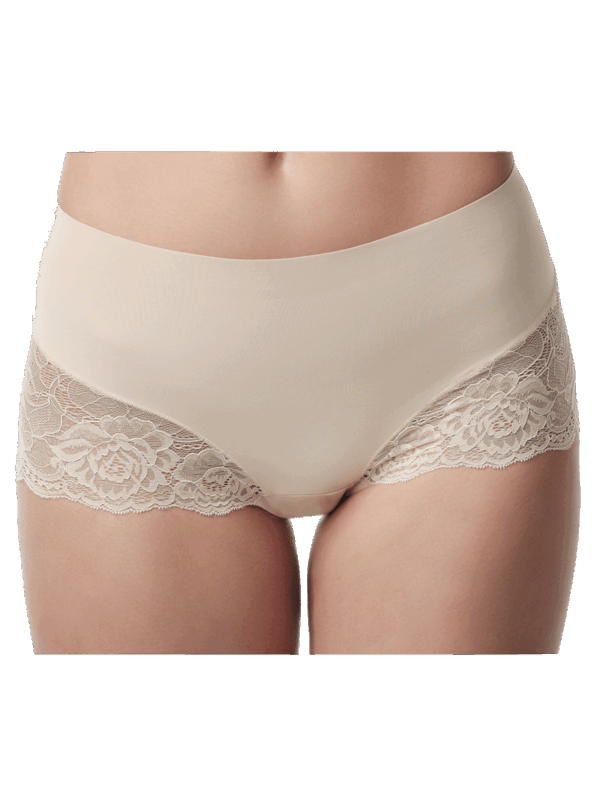 Poirier 15-925 Mid Waist kanten broekje Nude | Maat: S