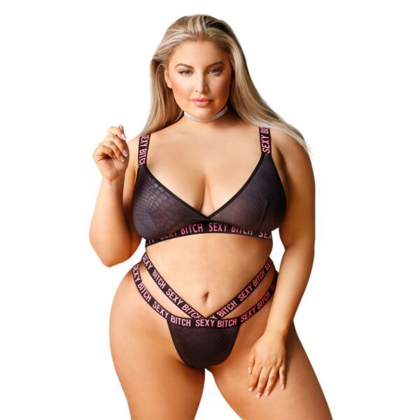 Ondergoed Set Fantasy Lingerie Zwart (Queen size)