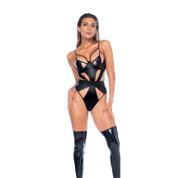Mapalé Bodysuit Wet Look Zwart XL