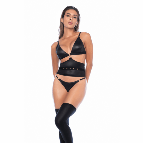 Mapalé Sexy Lingerie Setje Wet Look Zwart L/XL