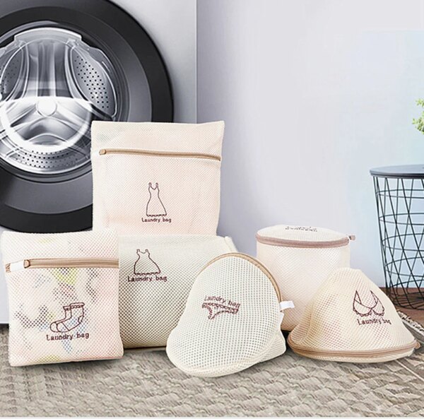 3 Colors Embroidery Laundry Bag Protected Underwear Bra Socks Dedicated Washing Pouch Zipper Mesh Lingerie Bra Laundry Wash Bags