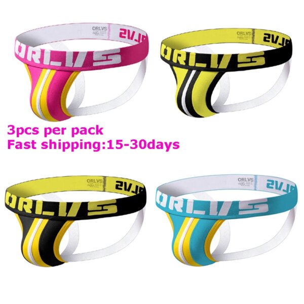 3pcs Men Underwear Male Lingerie Jockstrap G String Thongs Men Undershort Pure Cotton Solid Briefs Panties Jockstraps