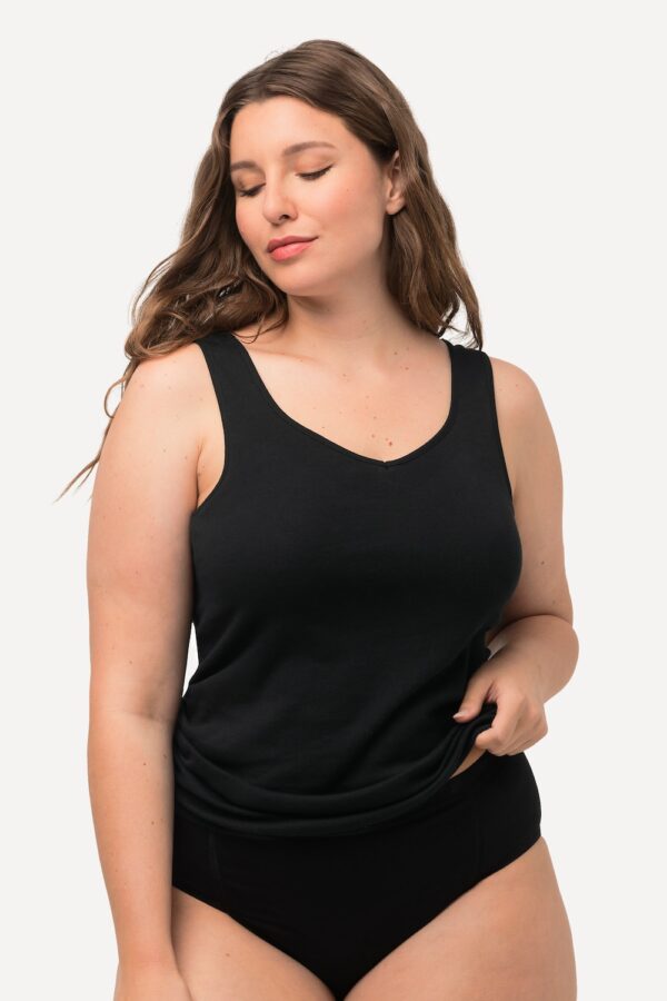 Grote Maten Onderhemd, Dames, zwart, Maat: 50/52, Katoen, Ulla Popken