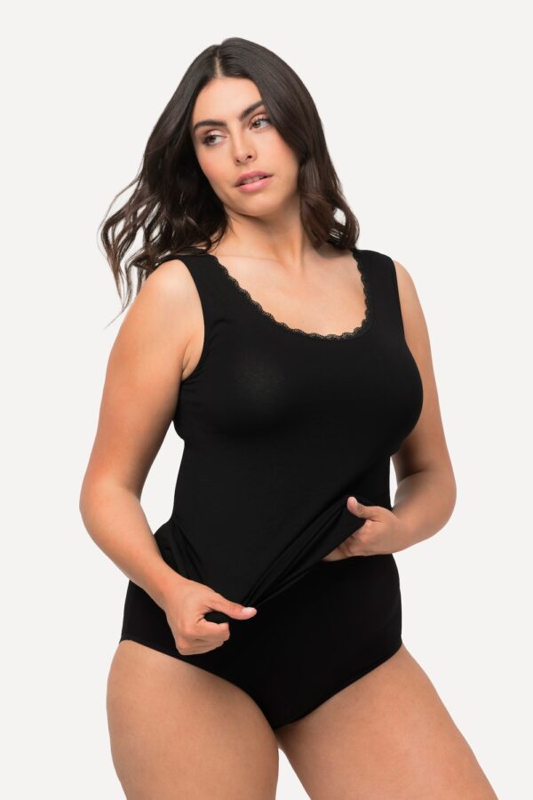 Grote Maten Onderhemd, Dames, zwart, Maat: 46/48, Katoen, Ulla Popken