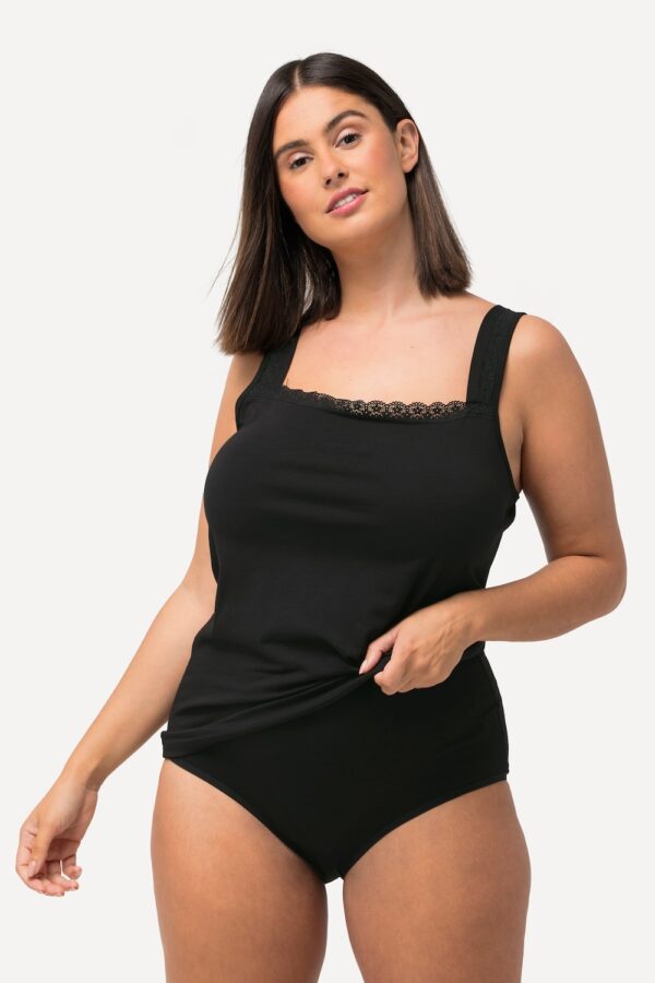 Grote Maten Supima-onderhemd, Dames, zwart, Maat: 66/68, Katoen, Ulla Popken