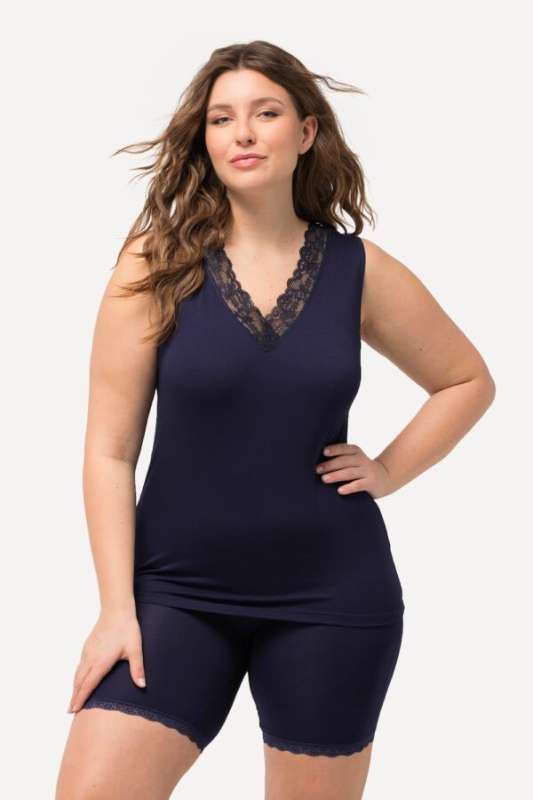 Grote Maten Onderhemd, Dames, blauw, Maat: 50/52, Viscose/Synthetische vezels/Elastaan, Ulla Popken