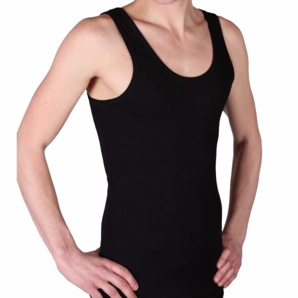 Set van 4x stuks beeren heren hemd/singlet zwart 100% katoen, maat: M -