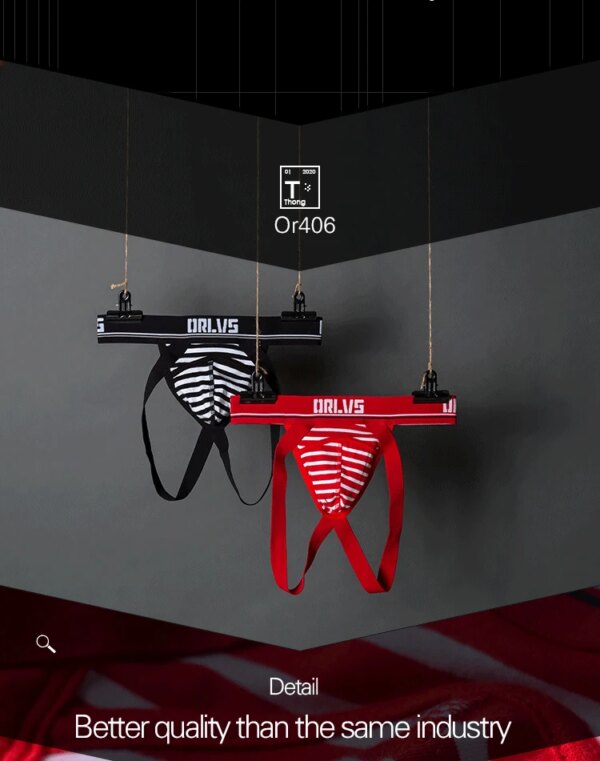 Men Sexy Stripe Underwear Male Lingerie Jockstrap GString Thong Cotton Men Undershort Pure Mesh Solid Briefs Panties Jockstraps