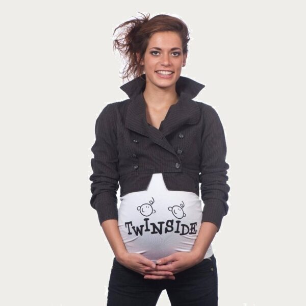 Op en Top Zwanger Zwangerschaps Buikband Twins Inside Wit