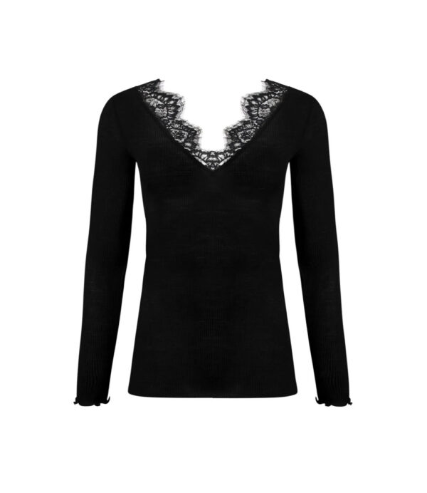 Lise Charmel kleding Plaisir Caresse luxe V-Hals T-shirt L/mouw Zwart