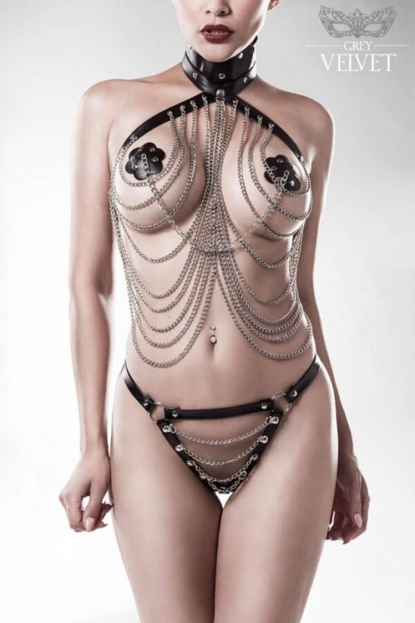 * GREY VELVET 3-delige kettingharnas ,GV15138-B