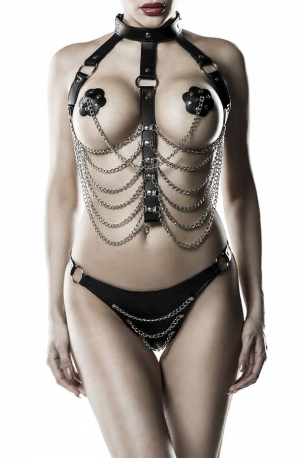 * GREY VELVET 3-delige kettingharnas met string, GV14503-B