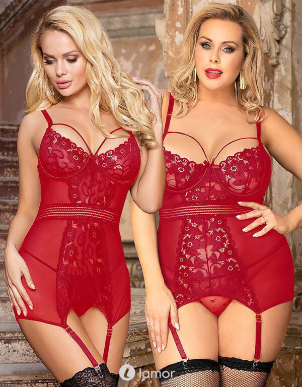 LAMOR Rode babydoll met beugelcups