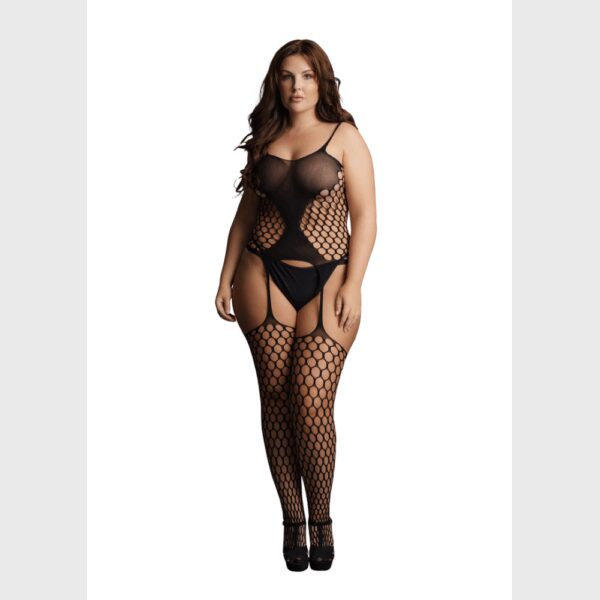 Le Désir by Shots Fence Net Suspender Bodystocking - Plus Size
