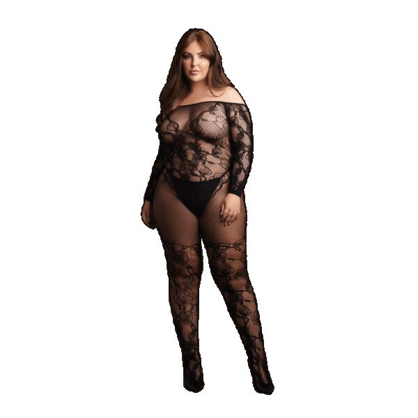 Le Désir by Shots Bodystocking met Off-Shoulder Lange Mouwen - OSX - Zwart