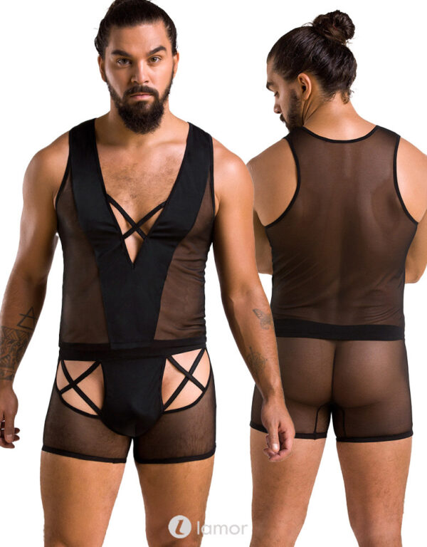 * PASSION MENSWEAR Zwarte tule Heren Set, PA054