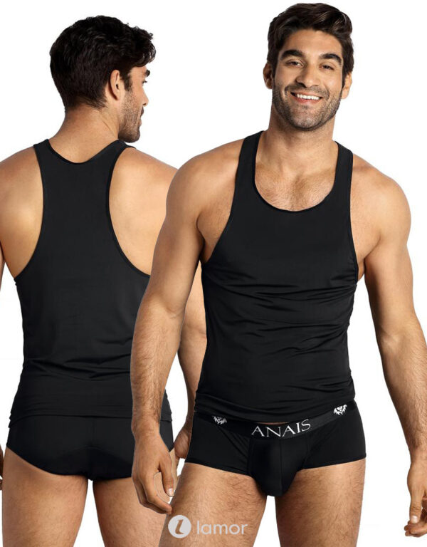 * ANAIS MEN Zwarte tanktop ,Petrol
