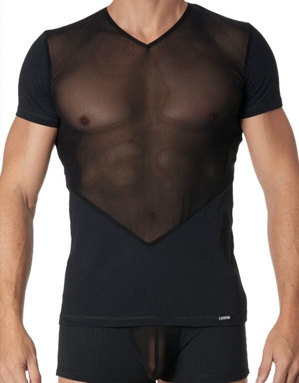 * LOOK ME Tulle heren Shirt in combinatie met stof (L)