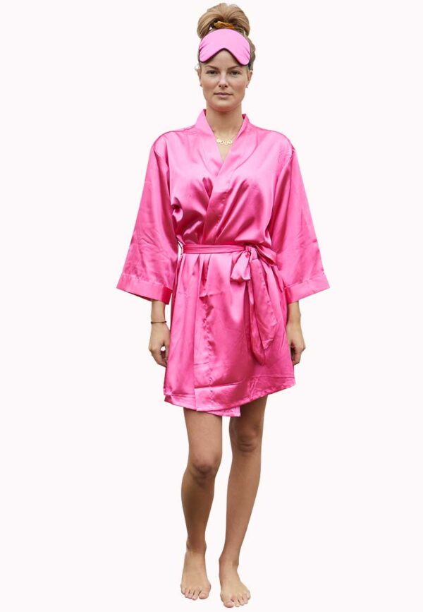 Kimono dames donker roze - satijn - Satin-Luxury