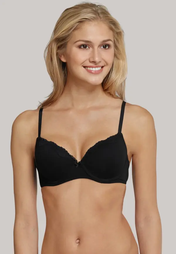 BH Beugel BH - Pure Cotton - Zwarte Katoenen bh met kant